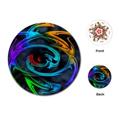 Rainbow Fractal Clouds Stars Playing Cards (round)