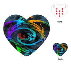 Rainbow Fractal Clouds Stars Playing Cards (heart)