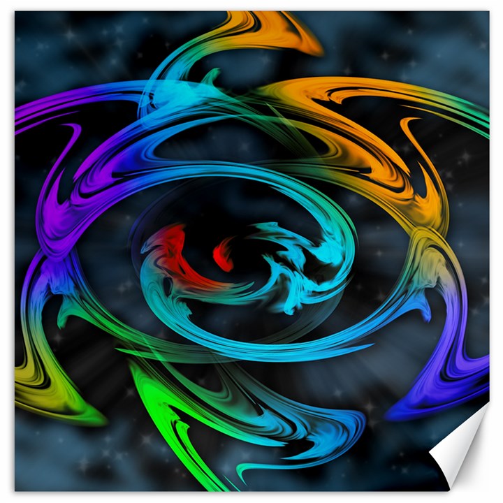 Rainbow Fractal Clouds Stars Canvas 16  x 16 