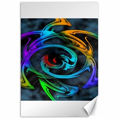 Rainbow Fractal Clouds Stars Canvas 20  X 30 