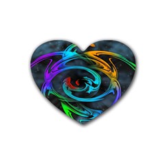 Rainbow Fractal Clouds Stars Heart Coaster (4 Pack) 