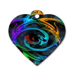 Rainbow Fractal Clouds Stars Dog Tag Heart (two Sides)