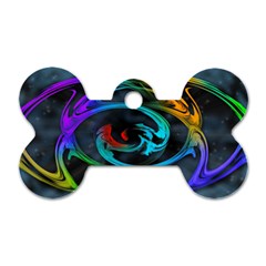 Rainbow Fractal Clouds Stars Dog Tag Bone (one Side) by HermanTelo