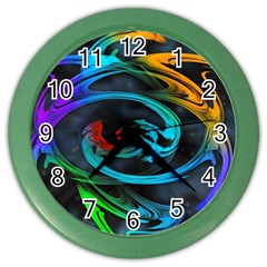 Rainbow Fractal Clouds Stars Color Wall Clock