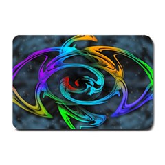 Rainbow Fractal Clouds Stars Small Doormat  by HermanTelo