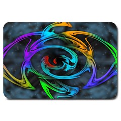 Rainbow Fractal Clouds Stars Large Doormat 