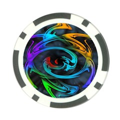 Rainbow Fractal Clouds Stars Poker Chip Card Guard