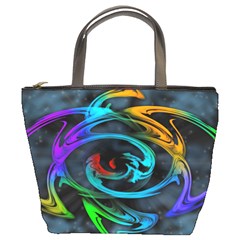 Rainbow Fractal Clouds Stars Bucket Bag