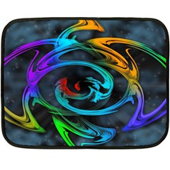 Rainbow Fractal Clouds Stars Double Sided Fleece Blanket (mini) 