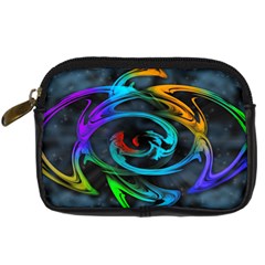 Rainbow Fractal Clouds Stars Digital Camera Leather Case