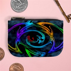 Rainbow Fractal Clouds Stars Mini Coin Purse