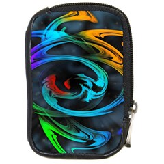 Rainbow Fractal Clouds Stars Compact Camera Leather Case