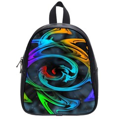 Rainbow Fractal Clouds Stars School Bag (small)