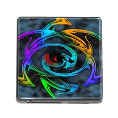 Rainbow Fractal Clouds Stars Memory Card Reader (square 5 Slot) by HermanTelo