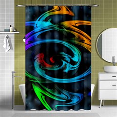 Rainbow Fractal Clouds Stars Shower Curtain 48  X 72  (small) 