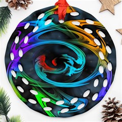 Rainbow Fractal Clouds Stars Ornament (round Filigree)