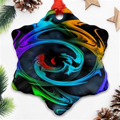 Rainbow Fractal Clouds Stars Snowflake Ornament (two Sides)