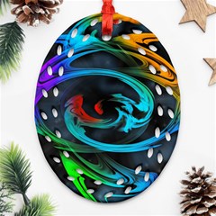 Rainbow Fractal Clouds Stars Ornament (oval Filigree)