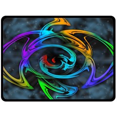 Rainbow Fractal Clouds Stars Double Sided Fleece Blanket (large) 