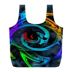 Rainbow Fractal Clouds Stars Full Print Recycle Bag (l)