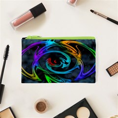 Rainbow Fractal Clouds Stars Cosmetic Bag (xs)