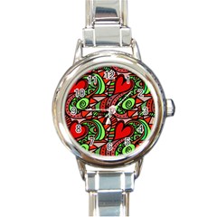 Seamless Heart Love Valentine Round Italian Charm Watch