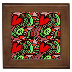 Seamless Heart Love Valentine Framed Tiles