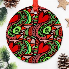 Seamless Heart Love Valentine Ornament (round)