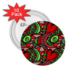 Seamless Heart Love Valentine 2 25  Buttons (10 Pack) 