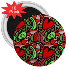 Seamless Heart Love Valentine 3  Magnets (10 Pack) 