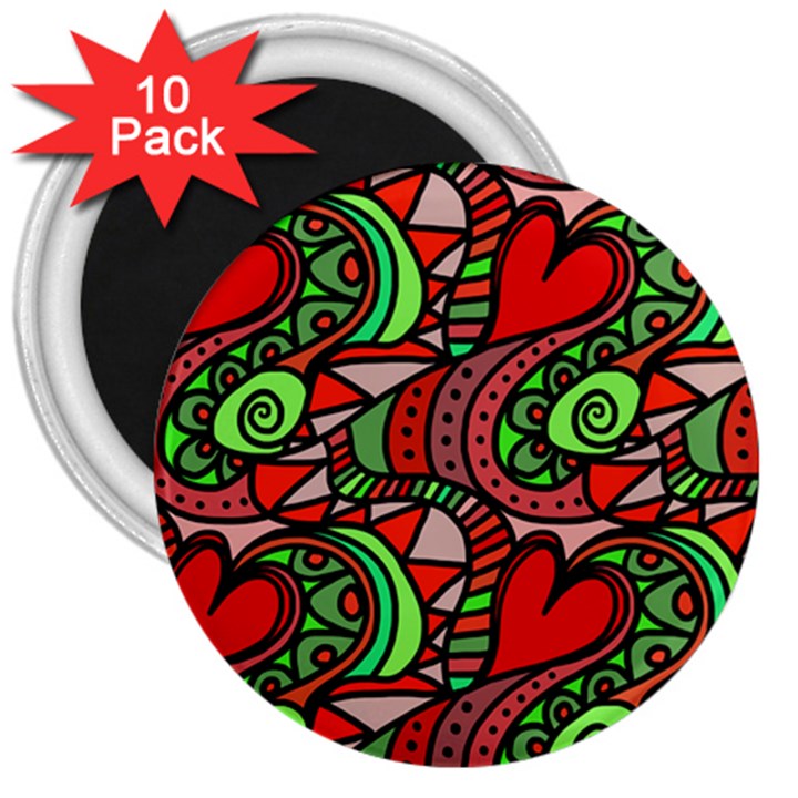 Seamless Heart Love Valentine 3  Magnets (10 pack) 