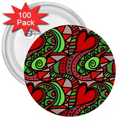 Seamless Heart Love Valentine 3  Buttons (100 Pack) 