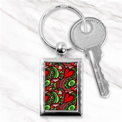 Seamless Heart Love Valentine Key Chains (rectangle) 