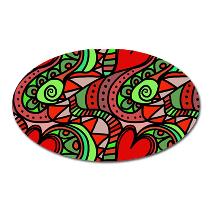 Seamless Heart Love Valentine Oval Magnet