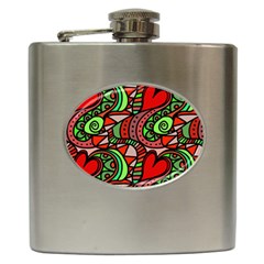 Seamless Heart Love Valentine Hip Flask (6 Oz)