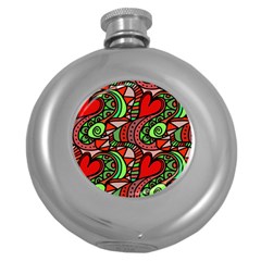 Seamless Heart Love Valentine Round Hip Flask (5 Oz)