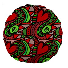 Seamless Heart Love Valentine Large 18  Premium Round Cushions