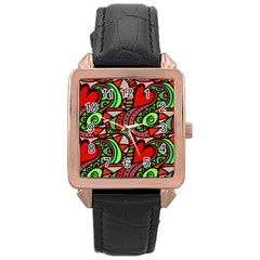 Seamless Heart Love Valentine Rose Gold Leather Watch  by HermanTelo