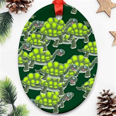 Seamless Turtle Green Ornament (oval) by HermanTelo