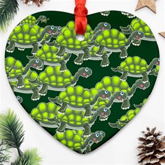 Seamless Turtle Green Ornament (heart) by HermanTelo