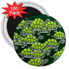 Seamless Turtle Green 3  Magnets (100 Pack) by HermanTelo