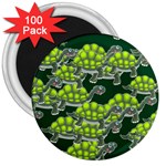 Seamless Turtle Green 3  Magnets (100 pack) Front