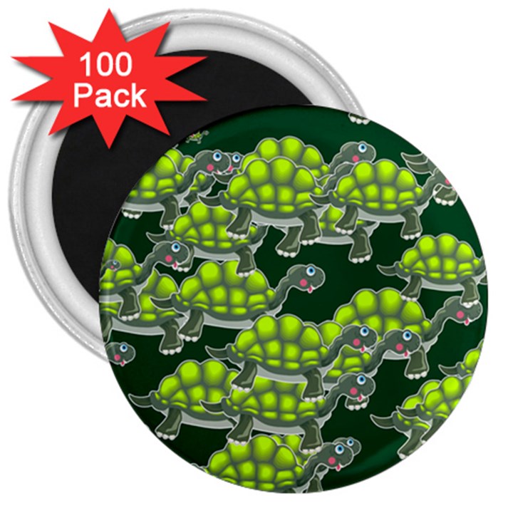 Seamless Turtle Green 3  Magnets (100 pack)