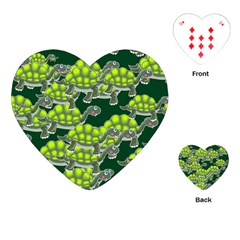 Seamless Turtle Green Playing Cards (heart)