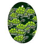 Seamless Turtle Green Oval Ornament (Two Sides) Front