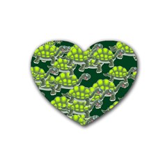 Seamless Turtle Green Rubber Coaster (heart) 