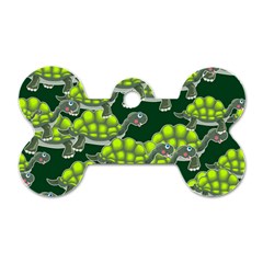 Seamless Turtle Green Dog Tag Bone (two Sides)