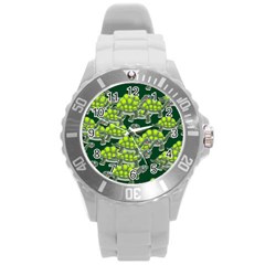 Seamless Turtle Green Round Plastic Sport Watch (l)