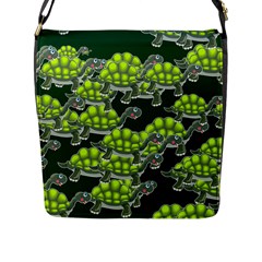 Seamless Turtle Green Flap Closure Messenger Bag (l) by HermanTelo