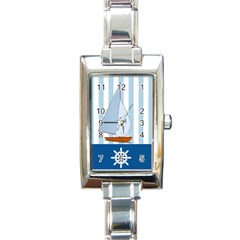 Yacht Boat Nautical Ship Rectangle Italian Charm Watch